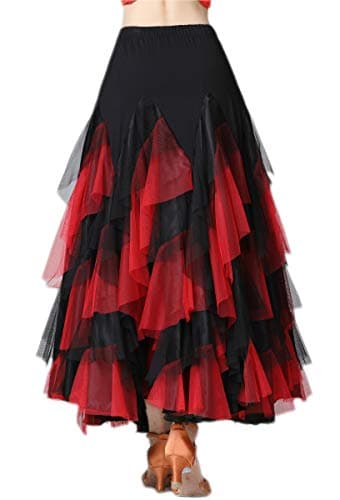 CISMARK Elegant Ballroom Latin Dance Party Swing Skirt for Women
