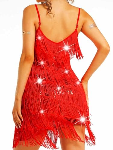Nicute Women's Sparkly Fringe 1920s Flapper Tango Ballroom Costume