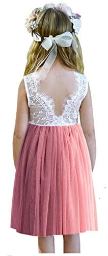 2Bunnies Girl's Rose Lace Back A-Line Tutu Party Dress