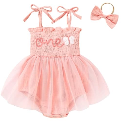 TITKKOP Baby Girl 1st Birthday Tulle Romper Sleeveless Bodysuit Cake Smash Outfits