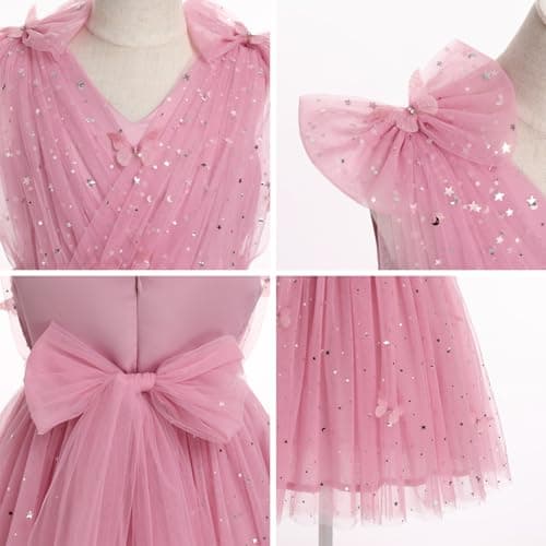 IMEKIS Girls' Butterfly Sparkle Tulle Dress for Weddings and Birthdays 2-10T