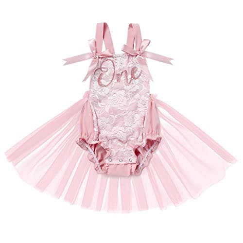 Lace Romper Tutu Dress Set for Baby Girl's First Birthday Cake Smash