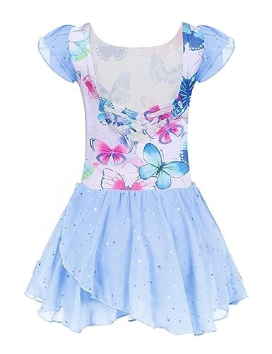 Girls Ballet Dance Dress with Ruffle Sleeves