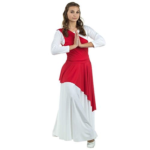 Danzcue Asymmetrical Praise Dance Tunic in White