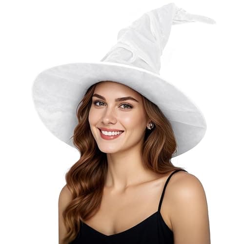 JEGERMIG Women's Oversized Masquerade Witch Hat with Velvet Brim Party Accessory