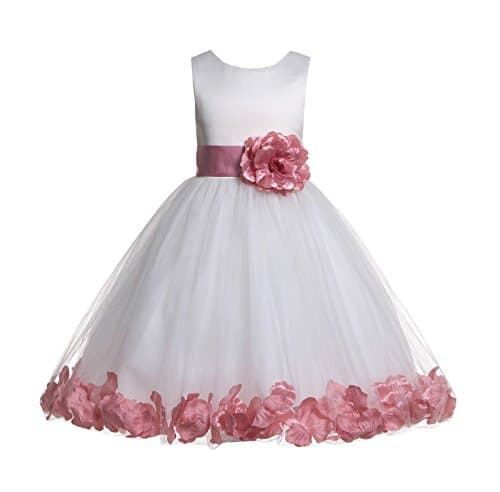 Ekid's Bridal Ivory Tulle Floral Petals Toddler Girl Dress 302T