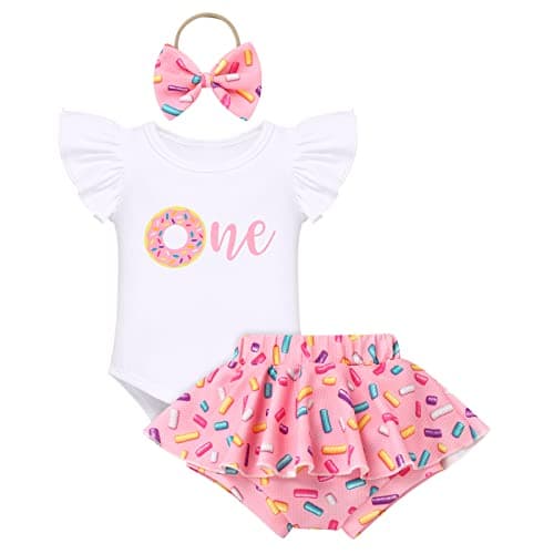FYMNSI Baby Girls' First Birthday Sunflower Romper & Tutu shorts + Headband for Cake Smash Photo Props