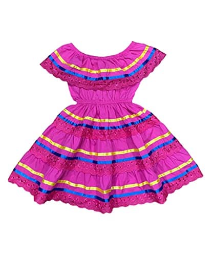Unik Girl's Traditional Mexican Birthday, Christmas, Cinco de Mayo Cultural Dress Size 2-14