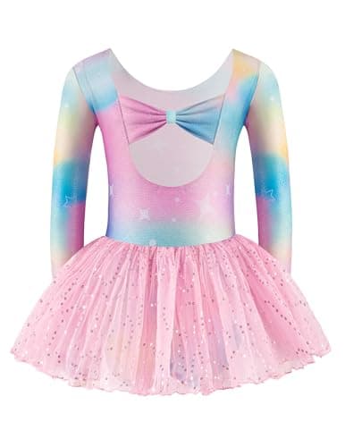 Zaclotre Girls Ballet Long Sleeve Leotards with Tutu Skirt Dance Dress