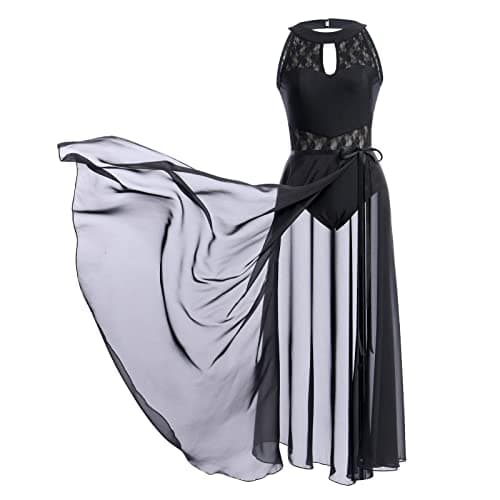 IBAKOM Women's Lyrical Dance Two Piece Sleeveless Leotard and Skirt