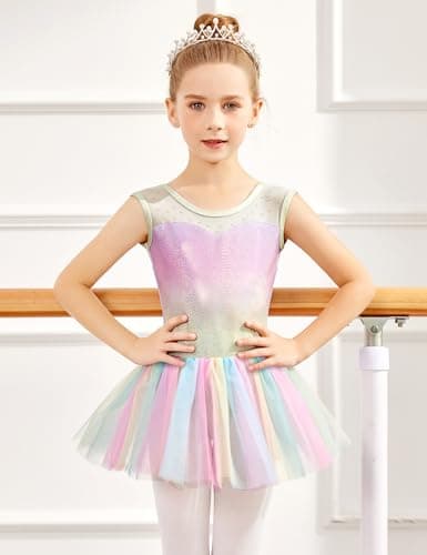 Zaclotre Sparkly Ballet Leotard Tutu Dance Costume for Girls