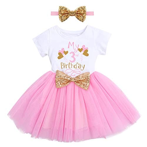 ODASDO Baby Girl 1st/2nd/3rd Birthday Princess Tulle Dress with Headband