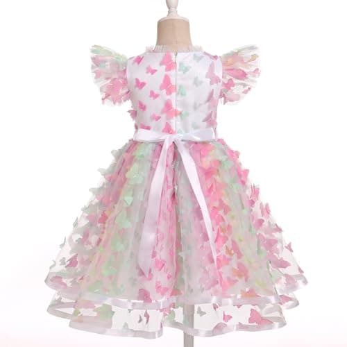 ODASDO Girls A-line Tutu Tulle Ruffle Sleeve Dresses for Birthday Party