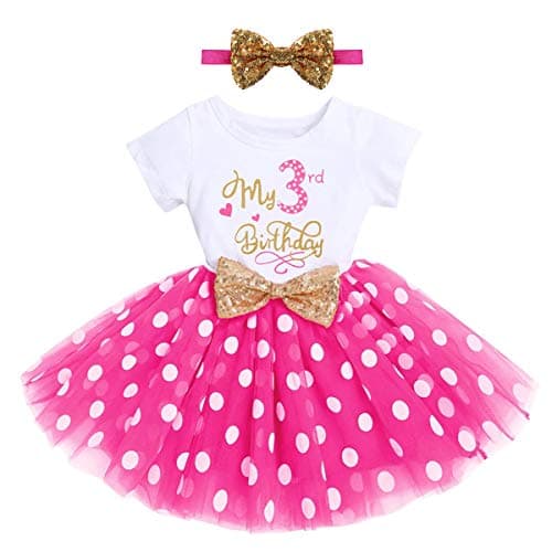 ODASDO Baby Girl 1st/2nd/3rd Birthday Princess Tulle Dress with Headband