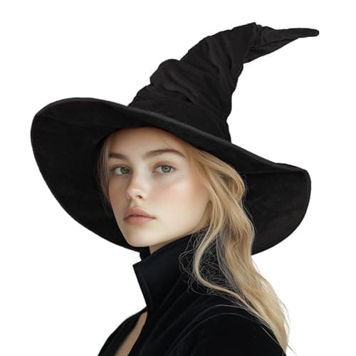MCJC Witch Hat, Ruched Wide Brim, Halloween Masquerade Party Accessory