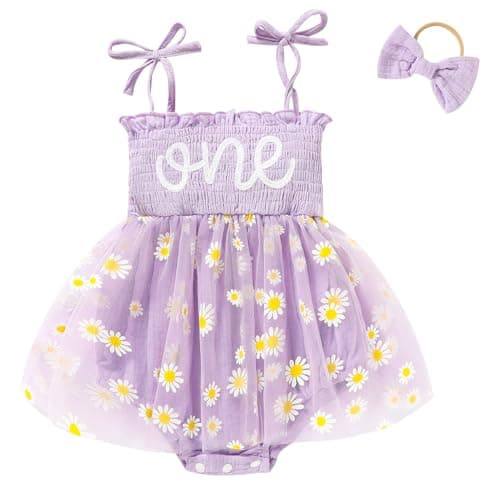 TITKKOP Baby Girl 1st Birthday Tulle Romper Sleeveless Bodysuit Cake Smash Outfits