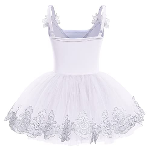 ODASDO Shimmering Sequin Flower Embroidery Ballet Leotard for Girls