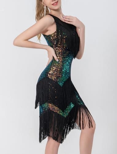 Latin Dance Dress for Women with Sequins and Tassels