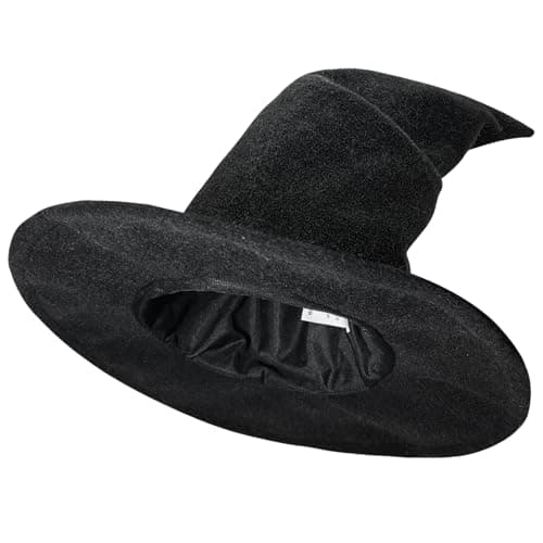 Witchelbas Classic Black Witch Hat for Adults, 1.5cm Thick, WICCAN Masquerade Style