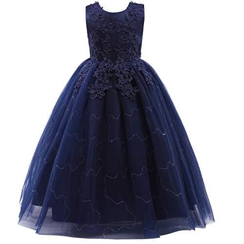 Weileenice Little/Big Girls Lace Bridesmaid Dress