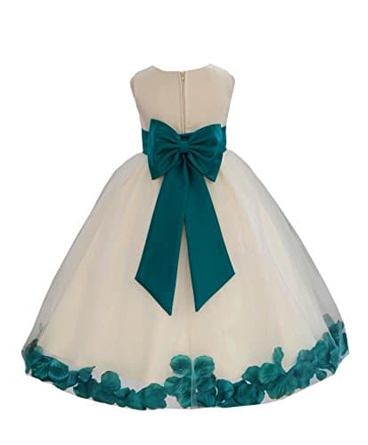 Ekid's Bridal Ivory Tulle Floral Petals Toddler Girl Dress 302T