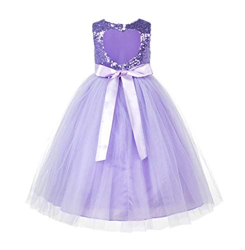 ekidsbridal Heart Cutout Sequin Flower Girl Dress