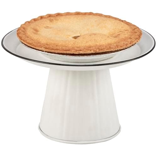 White Enamel Pedestal Tray for Home Decor