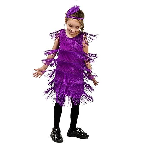 ODASDO 1920s Flapper Salsa Latin Dance Costume with Feather Headband