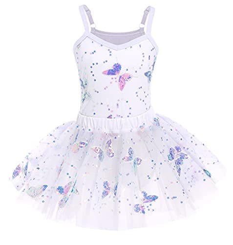 Girls' Sparkly Butterfly Ballet Leotard with Tutu Skirt
