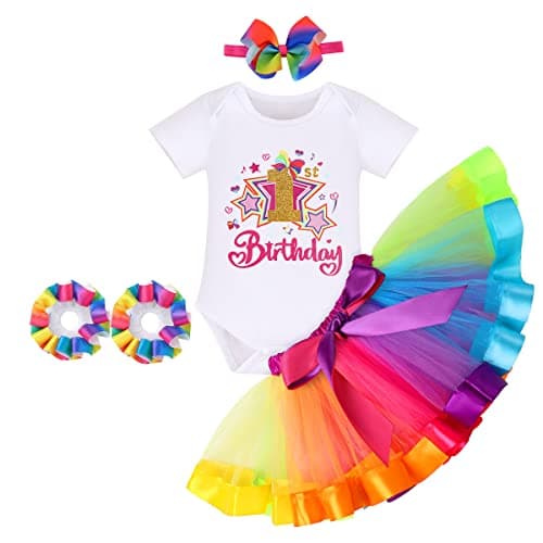 IDOPIP Rainbow Tutu Watermelon Romper for Baby Girls' 1st Birthday