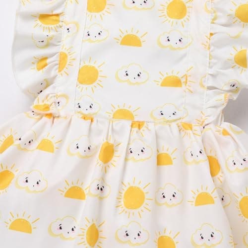 ODASDO Newborn Girl Ruffle Sleeve Romper Dress & Headband Summer Casual Set 0-24M
