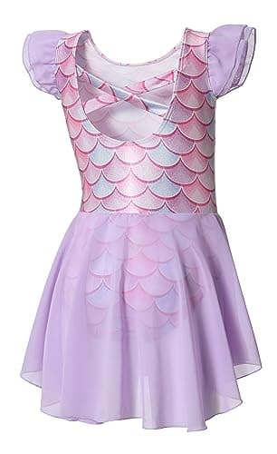 DIPUG Girls' Ballet Leotard with Skirt and Flutter Sleeves