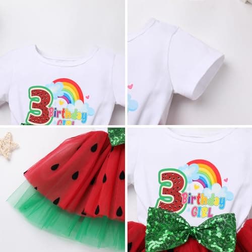 ODASDO Watermelon Birthday Party Dress with Headband for Girls