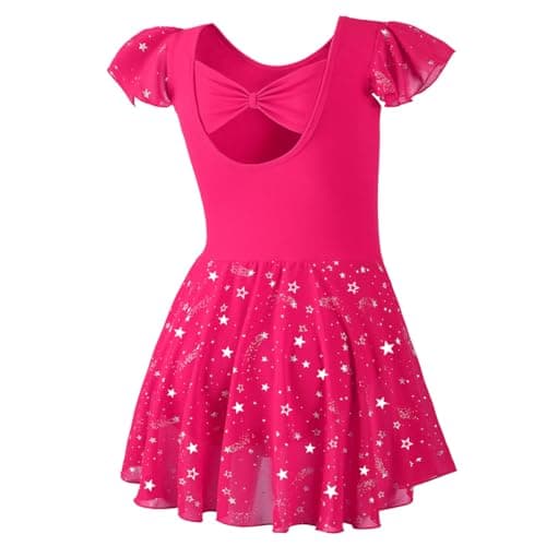 DIPUG Shiny Girls Ballet Leotard with Ruffle Sleeve