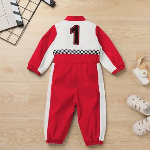 ODASDO Baby Boys & Girls Race Car Driver Jumpsuit 1st & 2nd Birthday Outfits