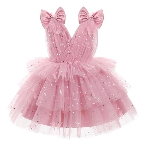 IMEKIS Toddler Girls Rainbow Butterfly Birthday Tutu Dress