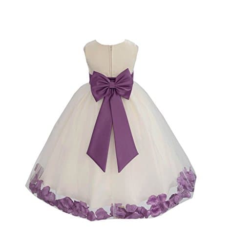 Ekid's Bridal Ivory Tulle Floral Petals Toddler Girl Dress 302T