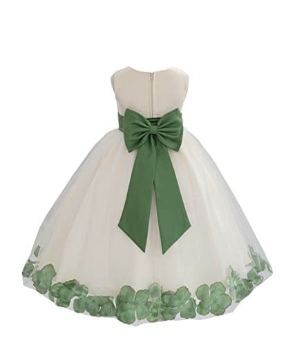 Ekid's Bridal Ivory Tulle Floral Petals Toddler Girl Dress 302T