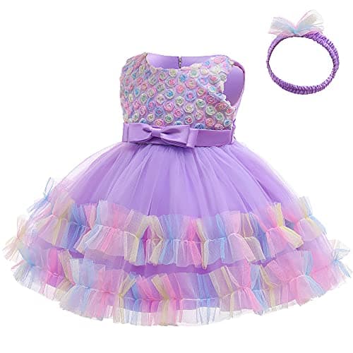3M-6T Girls Elegant Ruffle Flower Dress for Pageant Party Wedding