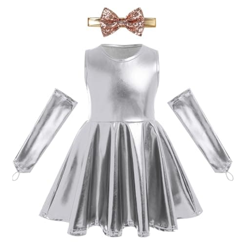 Sakter Metallic Toddler Girls Birthday Party Dress with Headband & Armbands