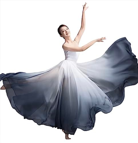 Z&X Women's Gradient Chiffon Dance Skirt for Modern Ballet Performance