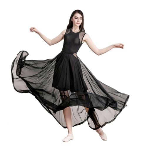 ROYAL SMEELA Women's Modern Lyrical Dance Maxi Dress Sleeveless Tulle Skirt