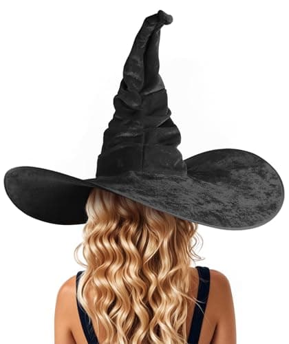 MCJC Witch Hat, Ruched Wide Brim, Halloween Masquerade Party Accessory