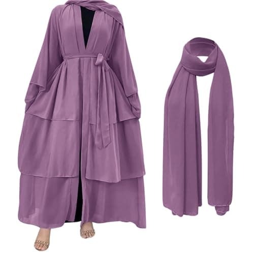 ODIZLI Women's Dubai Style Solid Color Cardigan Robe for Ramadan Modest Fashion