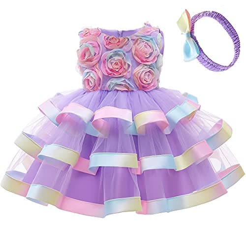3M-6T Girls Elegant Ruffle Flower Dress for Pageant Party Wedding