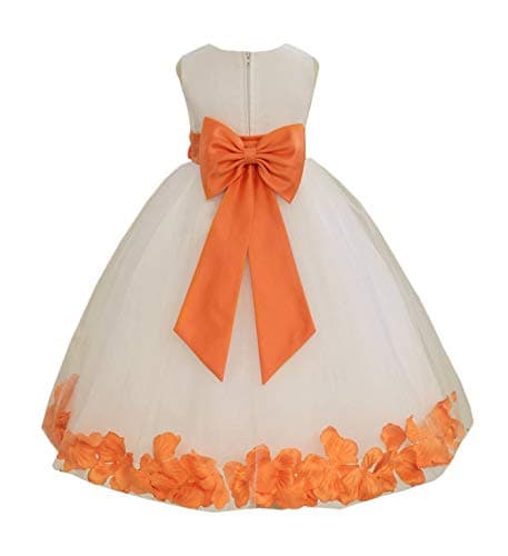 Ekid's Bridal Ivory Tulle Floral Petals Toddler Girl Dress 302T