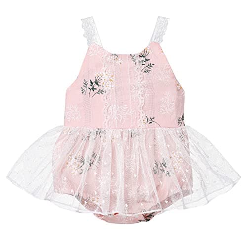 Infant Baby Girl Romper Dress with Flower Embroidery