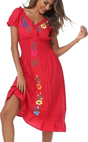 Mexican Embroidered Casual Dress for Women