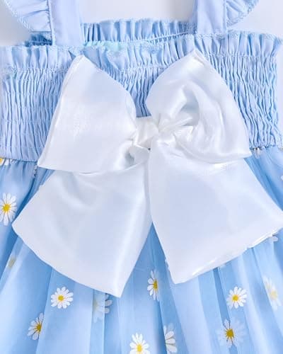 Saeaby Girls' Tulle Halter Smocked Dress Casual Summer Outfit