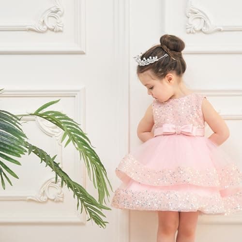Miipat Baby Girl Sequins Princess Wedding Dress 12M-4Y